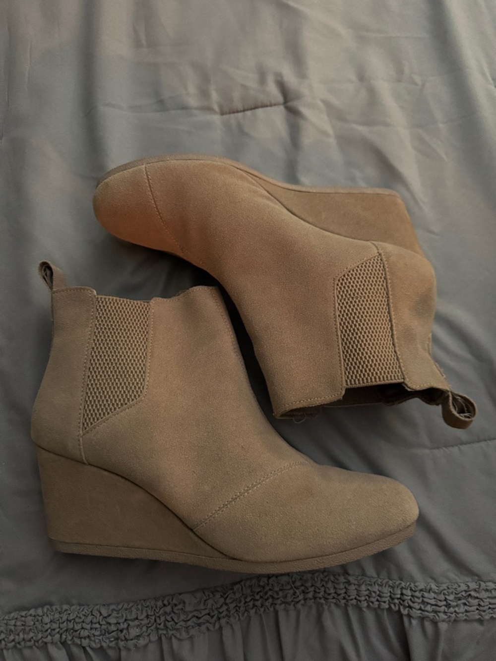 Women's Taupe Wedge Ankle Boots